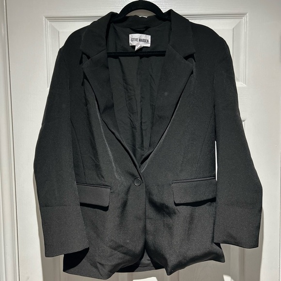 Steve Madden Black Tailored Longline Blazer Jacket Size Small - Picture 3 of 12